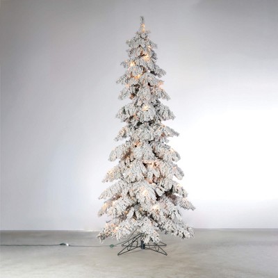 Sullivans Artificial 12 ft. Flocked Pre-Lit Christmas Tree, Green-White, Indoor Christmas Decor