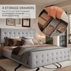 Bed Frame with 4 Storage Drawers, Linen Upholstered Platform Bed Frame with Wooden Slats Support, Button Tufted Design - 4 of 4