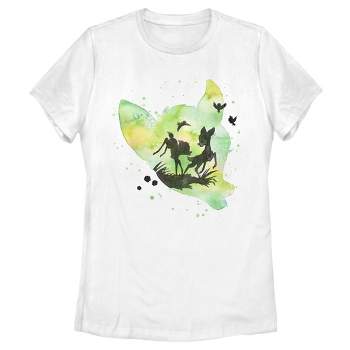 Juniors Womens Bambi Green Watercolor T-shirt Silhouette : Target
