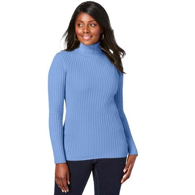 Jessica London Women's Plus Size Ribbed Cotton Turtleneck Sweater