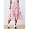 INSPIRE CHIC Women's Floral Elastic Waist Tiered Ruffle Boho Midi Skirts - 4 of 4