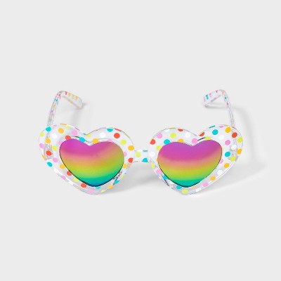 Toddler Girls' Heart Polka Dot Sunglasses - Cat & Jack™ White