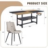 71" Modern Black Square Dining Table Set with Storage Shelf and 6 PU Upholstered Armless Chairs, Ideal for Kitchen or Apartment -3irtyhousy - 4 of 4