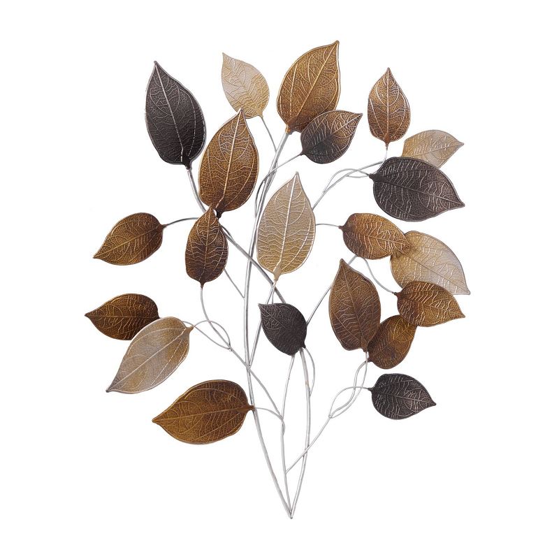 Metal Leaf Textured Wall Decor with Multiple Shades Bronze - Olivia &#38; May, 5 of 19