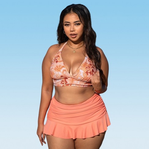 SELONE Plus Size Swimsuit for Women 2 Piece Bikini Coverup Skirt