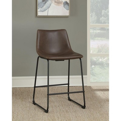 NicBex Armless Counter Height Bar Stools Set of 2 Classic 23.5" Seat Height Barstools with Metal Base for Kitchen Island, Cafe, Brown