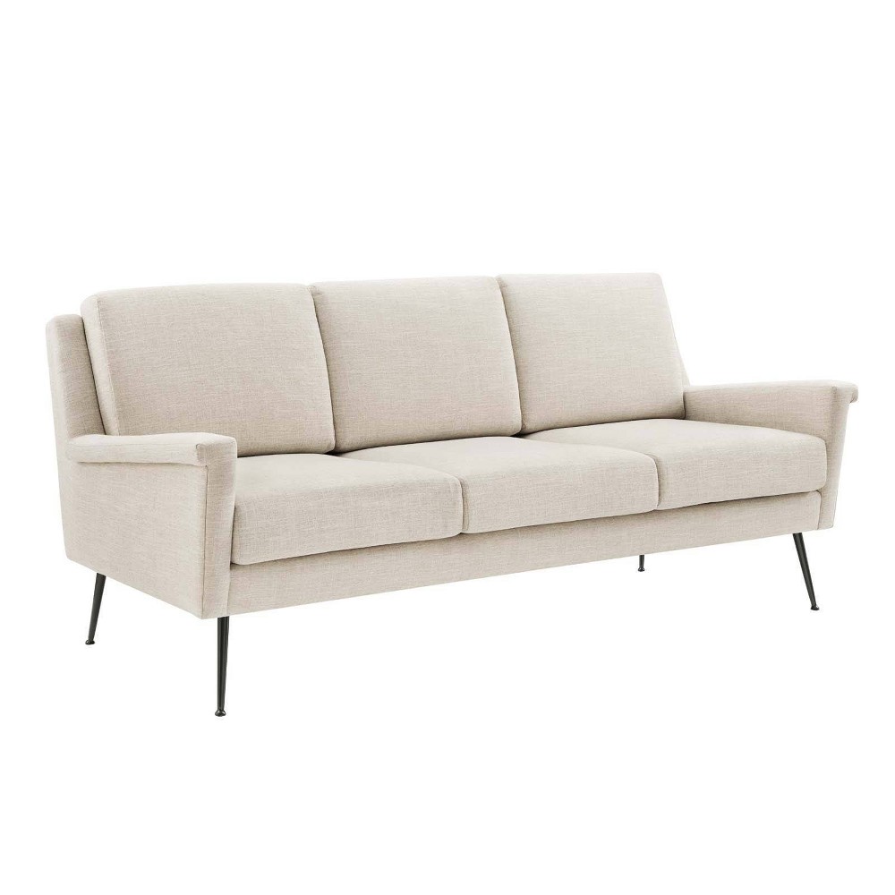 Photos - Sofa Modway Chesapeake Fabric  Black/Beige - : Polyester Upholstery, Metal Frame, Modern Style, Seats 3 