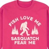 Men's - Instant Message - Fish Love Me, Sasquatch Fear Me Graphic Fleece Sweatshirt - 2 of 4