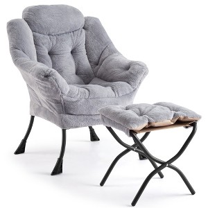 Lazy Chair with Ottoman, Modern Lounge Accent Chair,Leisure Sofa Armchair,Reading Armchair with Side Pocket for Living Room, Bedroom, Dorm & Office - 1 of 4