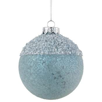 Northlight 4" Silver and Blue Beaded Glass Christmas Ornament