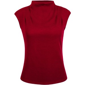 Hobemty Women's Basic Solid Sleeveless Slim Fit Mock Neck Blouse - 1 of 4