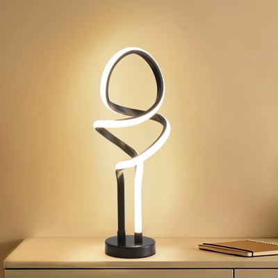 DOMETOUR Small Unique Bedside Dimmable LED Table Lamp with Plug, Modern Desk Lamp for Girls Room, Living Room, Dresser
