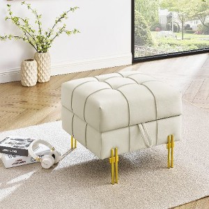 CAVINAS 22-Inch Anti-Scratch Leather Storage Ottoman Bench, Pet‑Friendly Entryway Bench, Accent Ottoman Foot Rest for Entryway or Living Room - 1 of 4