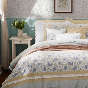 Racxily 9-Piece Cotton Comforter Set, Shabby Chic Design with Lace Taping - 1 of 4