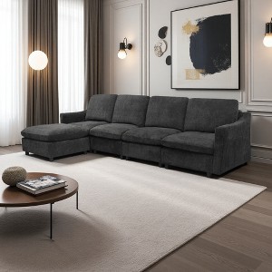 Modern Oversized Deep Seat Sectional Sofa with Reversible Chaise, 5-Seater Loop Yarn Fabric - 1 of 2