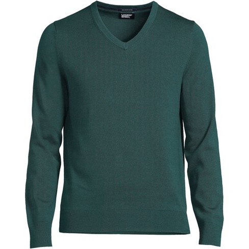 Lands' End Men's Classic Fit Fine Gauge Supima Cotton V-neck Sweater ...
