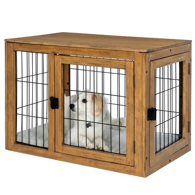 Tangkula 3-Door Folding Dog Crate, Soft Kennel with Removable Pad & Metal Frame, L
