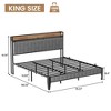 Full Bed Frame with Charging Station, LED Bed Frame with Storage Headboard, Upholstered Platform Bed Frame Full Size - 2 of 4