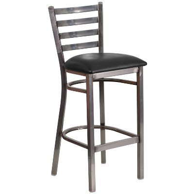 Leather Ladder Barstool Seat Clear - Riverstone Furniture Collection