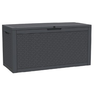Infurnic Deck Boxes, Outdoor Patio Storage Box with Handle, Waterproof Box for Storage Patio Furniture Garden Tools, Black, 48"*21.4"*24.5" - 1 of 4