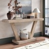 Okak 60IN Modern Console Table 2-Tier Solid Wood Veneer, Entryway Table with Strong Legs and Thick Base, Hallway Table for Living Room - 2 of 4