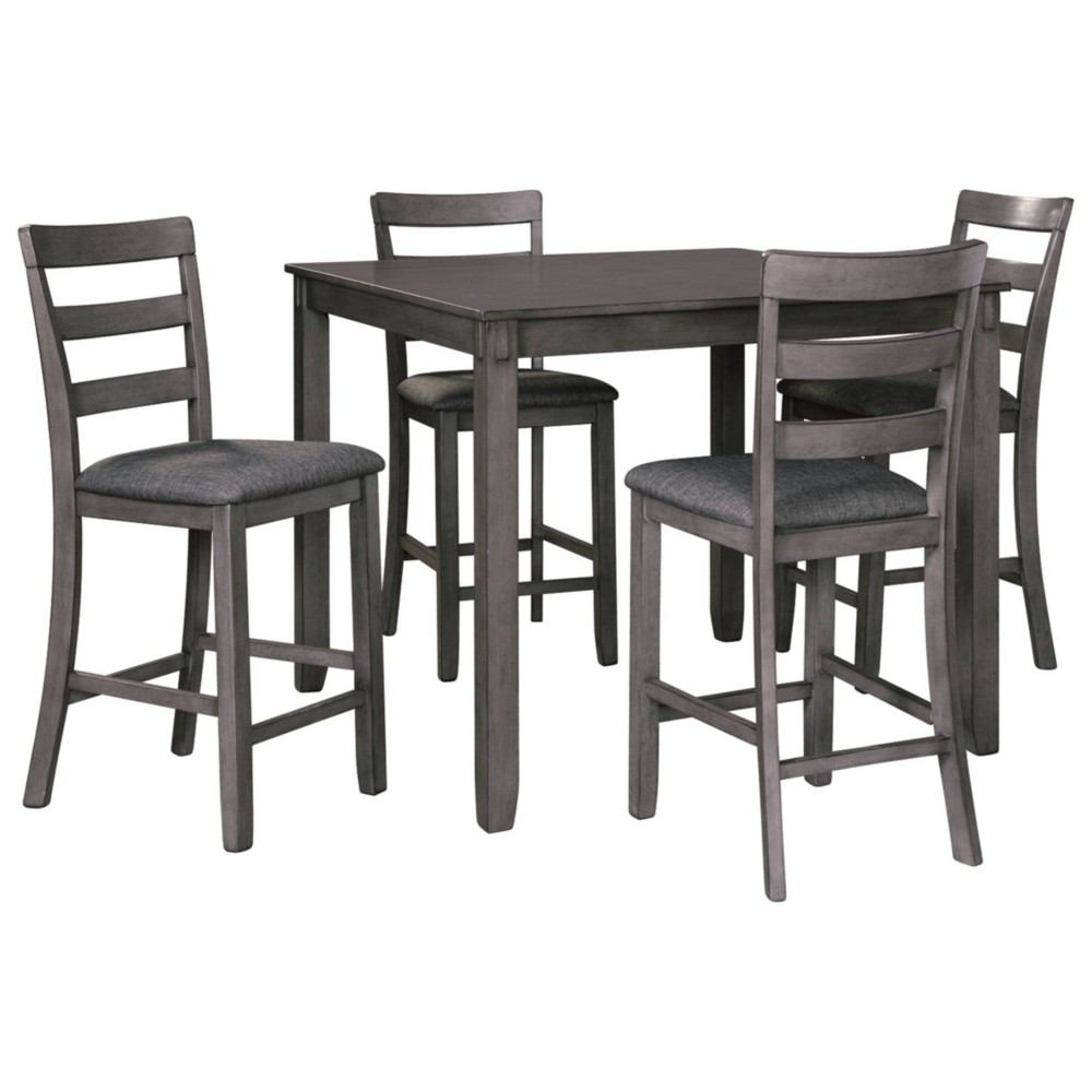 Photos - Dining Table Ashley Set of 5 Bridson Counter Height  and Barstools Gray - Signatur 