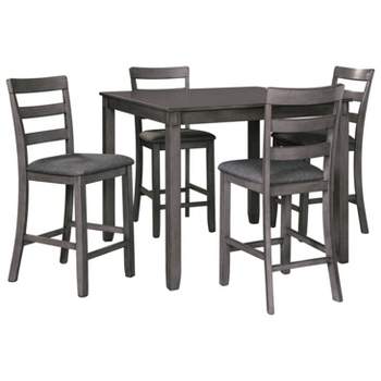 Set of 5 Bridson Counter Height Dining Table and Barstools Gray - Signature Design by Ashley