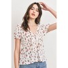 Slickblue Floral Waffle Top with Tie Front, Peplum Hem, Short Sleeve, Women's Casual Top, Blush, S - 4 of 4
