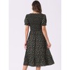 INSPIRE CHIC Women's Floral Smocked Puff Short Sleeves V Neck Ruffled Hem Midi Dress - 3 of 4