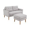 Serta Brighton Loveseat Ottoman Chaise Light Gray: 2-Piece Mid-Century Modern Sectional Sofa Set - 3 of 4