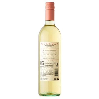 WEEKDAY Organic Pinot Grigio Wine - 750ml Bottle