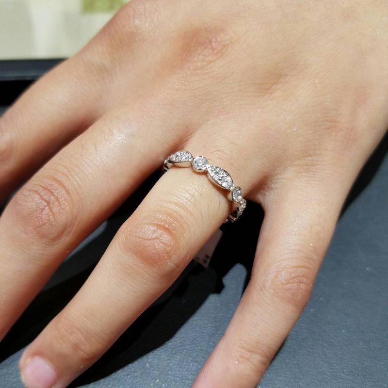 Pompeii3 1ct Diamond Stackable Wedding Eternity Anniversary Ring Band 14K White 7 - Size 7, 4 of 6