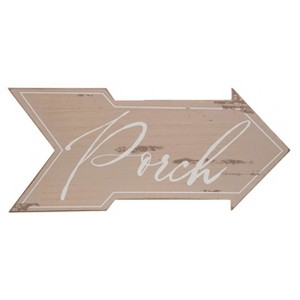 Transpac Wood 17.72 in. Off-White Spring Porch Patio Arrow Sign - 1 of 2