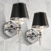 Vienna Full Spectrum Manhattan Modern Wall Light Sconces Set of 2 Chrome Hardwire 6" Fixture Crystal Black Paper Shade for Bedroom Bathroom Vanity - 2 of 4