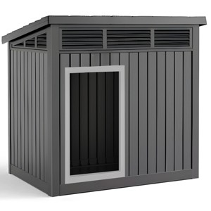 SEVOBAL Pet Crates and Houses All-Weather Dog House with Removable Floor, Indoor Outdoor Use, Medium to Large Dogs, Black, 32.2"*25.12"*24.13" - 1 of 4