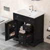 30" Bathroom Vanity with Ceramic Sink Top, Bathroom Storage Cabinet with Door & 2 Drawers, Solid Wood & MDF - ModernLuxe - 2 of 4