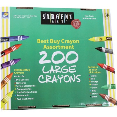 Sargent Art Crayon Set, Large, Assorted Colors, set of 200