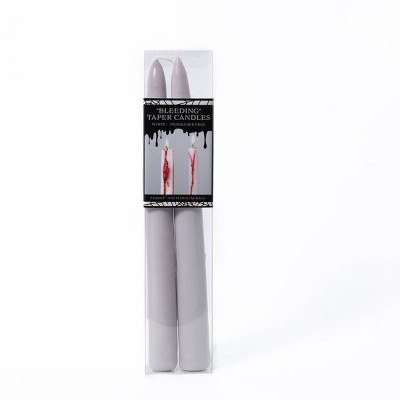 2pk 8" Bleeding Taper Candles White - Bullseye's Playground™