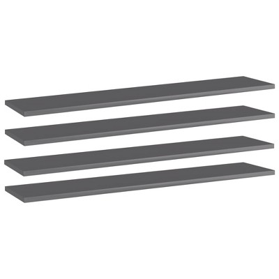 vidaXL Bookshelf Boards 4 pcs High Gloss Gray 39.4 in.x7.9 in.x0.6 in. Engineered Wood