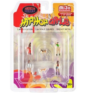 "Hip Hop Girls" 6 piece Diecast Set (4 Women, 2 Dog Figures) Limited Ed to 4800 pieces 1/64 Scale Models by American Diorama - 1 of 3