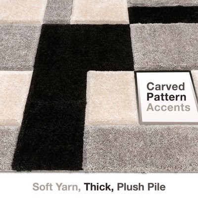 San Francisco Black and Gray Geometric Shag Rug