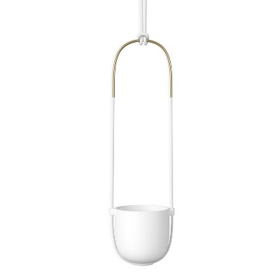 White Ceramic Bowl-Shaped Hanging Planter