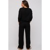 PinkBlush Black Ribbed Soft Knit Long Sleeve Maternity Pajama Set - 3 of 4