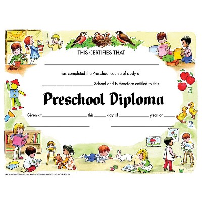 Assorted Publishers Hayes White Border Pre School Diploma Certificate 8 1/2"(L) x 11"(W) 2/Bd