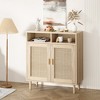36" Modern Rattan Sideboard Cabinet - 2-Door Storage Buffet with Shelf for Dining Room, Kitchen & Entryway - 3 of 4