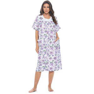 Casual Nights Women's Snap-front House Dress Short Sleeve Woven Duster Housecoat Lounger Sleep Dress - 1 of 4
