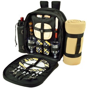 Picnic at Ascot Two Person Picnic Backpack with Soft Sided Cooler &  Blanket - 1 of 4