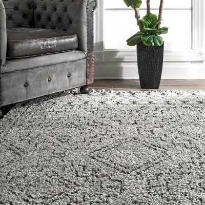 Reversible Gray Geometric Braided Shag Rug 3' x 5'