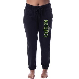 Beetlejuice Women's Show Movie Logo Sleep Jogger Pajama Pants Black - 1 of 3