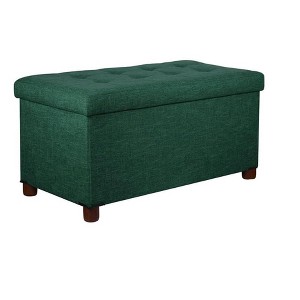 Itopfox 30 Inches Storage Ottoman Bench with Wooden Legs, Linen Fabric Footrest for Living Room or Bedroom, Removable Lid and Hidden Storage Space - 1 of 4